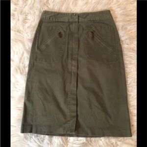 Christopher & Banks Skirt Khaki Green Stretch Casual